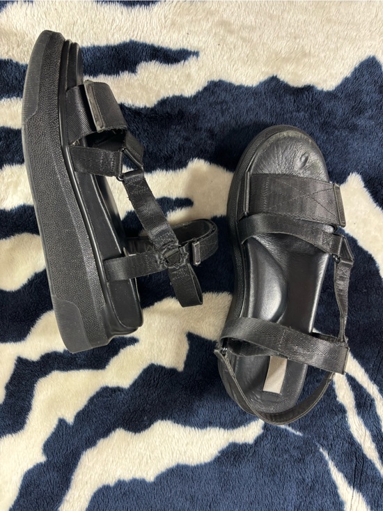 Suzanne Rae Shoes - Suzanne Rae Black Nylon Velcro Platform Chunky Sandals Sz 39 or 9 US Strappy